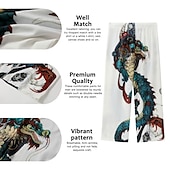 cheap Men&#039;s Printed Casual Pants-Men&#039;s Trousers Summer Pants Beach Pants Drawstring Elastic Waist Front Pocket Dragon Graphic Prints Comfort Soft Casual Daily Fashion Designer White Green