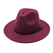cheap Photobooth Props-Woolen Top Hat Jazz Hat Vintage Black Woolen Jazz Hat Flat Brim Cap