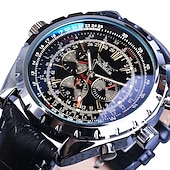 cheap Mechanical Watches-JARAGAR Mechanical Watch for Men Aviator Series Military True Men Sport Automatic Watch Luxury Stainless Steel Mechanical Male Clock Hour Luminous Wristwatch Blue Glass