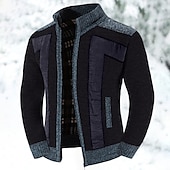preiswerte Herren Strickjacke-Herren Strickjacke Kleid Pullover Zip Pullover Reißverschluss Pullover Jacke Fleece Pullover Gerippt Stricken Standard Tasche Strick Farbblock Ständer Warm-Ups Casual Freizeitskleidung Bekleidung