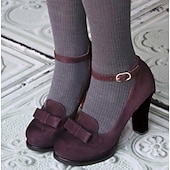 cheap 1950s-Women&#039;s Green Suede Mary Jane Heels with Bow Detail - Vintage-Inspired Platform Shoes for Special Occasions