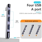 cheap USB Hubs-4-Port USB C Hub Adapter with 60W Power Delivery - Perfect for MacBook Pro/Air iPad Pro Dell Chromebook &amp; More
