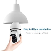 cheap Indoor IP Network Cameras-5G WIFI Surveillance 360 Rotate Auto Tracking Panoramic Camera Wireless E27 PTZ Camera CCTV IR Night Vision Motion Detection Two-Way Audio