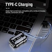 abordables Lampes de travail-Mini lampe de poche portable avec porte-clés, lampe de camping rechargeable par usb de type c, aimant edc, batterie intégrée