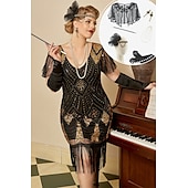 economico Outfit-Retrò Vintage Anni Ruggenti Anni 1920 Abito Flapper Vestito Abiti Il grande Gatsby Invitato al matrimonio Paillettes Frangia con nappe Taglie Forti Per donna Natale Halloween Carnevale Halloween
