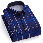 economico Camicie da uomo-Per uomo Camicia elegante Camicia di flanella Camicia a quadri Camicia con Colletto Camicia con Bottoni Tartan Matrimonio Lavoro Giallo Rosso Blu Verde Manica Lunga Collo ripiegato Primavera Autunno