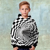 abordables Vision 3D et Géométrie du Garçon-Garçon 3D Bloc de couleur Impression 3D Graffiti Sweat à capuche manche longue 3D effet Actif basique Décontractées Enfants 4-12 ans Sport extérieur Casual du quotidien
