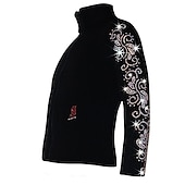 cheap Figure Skating Jackets &amp; Vests-Figure Skating Fleece Jacket Women&#039;s Girls&#039; Ice Skating Jacket Top Black Pink Blue Stretchy Training Competition Skating Wear Thermal Warm Crystal / Rhinestone Long Sleeve Ice Skating Figure Skating