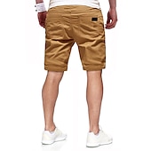 cheap Classic-Men&#039;s Cargo Shorts Shorts Casual Shorts Hiking Shorts Pocket Drawstring Elastic Waist Solid Color Knee Length Sports Outdoor Running Streetwear Stylish ArmyGreen Black