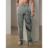 economico Casa-Per uomo Animale Leone Pantaloni di Lino Pantaloni Pantaloni Larghi Misura del girovita medio Streetwear Hawaiano Designer Casuale Quotidiano Ferie Coulisse Elastico in vita Stampa 3D Primavera