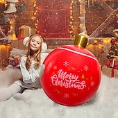 economico luci di Natale all&#039;aperto-Palla Inflabile di Natale da 24 Pollici con Luce Grandi Ornamenti Natalizi Decorazione Esterna Palla PVC Gonfiabile per Decorazioni Natalizie all&#039;aperto Palloncini Colorati per Albero di Natale