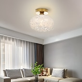 economico Lampade da soffitto-plafoniera in vetro semi-incasso plafoniera per camera da letto soggiorno corridoio cucina, moderna lampada a tamburo vicino al soffitto 110-240v