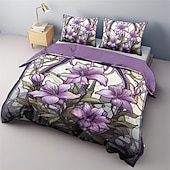 abordables diseño exclusivo-Juego de funda nórdica 100% algodón, juego de edredón con estampado floral, juegos de cama con funda de edredón estampada con funda de almohada tipo sobre, decoración de habitación, funda nórdica