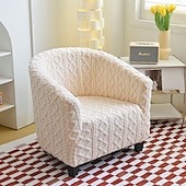 abordables Potah na křeslo a potah na křeslo-Housse de chaise club en polaire housse de chaise tonneau housse de chaise de baignoire extensible douce pour salon et chambre à coucher, protection de fauteuil lavable et amovible, protection de