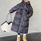 cheap Outerwear-Kids Girls&#039; Down Coat Kids Puffer Jacket Active Pocket School Coat Outerwear 4-13 Years Winter Black Purple