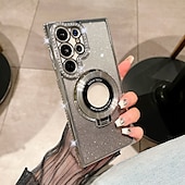 お買い得  サムスン用ケース-電話 ケース 用途 サムスンのギャラクシー S24 S23 Ultra Plus S23 S22 S22 プラス ウルトラ S25ウルトラ バックカバー 磁気吸着ケース スタンド付き ワイヤレス充電をサポート ブリンブリングリッターシャイニー TPU