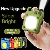 お買い得  作業灯-LEDキーチェーン懐中電灯、コブキーホルダーワークライト、ポータブルミニ充電式、6つの照明モード懐中電灯、マグネットベース付き、夜のキャンプ、緊急修理、犬の散歩用