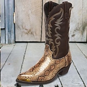 levne Cowboy &amp; Western Boots-Pánské Boty Kovbojské boty Denní nošení Rande PU Stříbrná Zlatá Podzim Zima