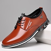 halpa Vapaa-ajan kengät-miesten viininpunaiset keinonahkaiset vapaa-ajan oxfordkengät – tyylikäs nauhakuvio liukumattomalla pohjalla työ- ja arkikäyttöön