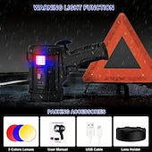 abordables Luces de trabajo-Linterna con foco recargable, foco ultrabrillante de 200000 lúmenes con soporte con 3 modos principales y 4 filtros de color, foco LED portátil para exteriores, cable USB incluido, apto para