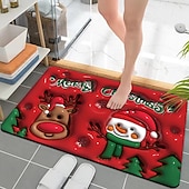 halpa Christmas Bath-kylpymatot, nopeasti kuivuva sisä-/ulkomattomatto, hyvää joulua joulupukki ylösalaisin riippuva punainen tausta kumi liukumaton imukykyinen ohut kynnysmatto kylpyhuoneeseen, makuuhuoneeseen, etuoveen,