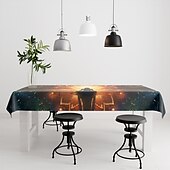 abordables Manteles-Mantel rectangular para mesa, manteles lavables resistentes a las arrugas para reuniones familiares, mesa de comedor