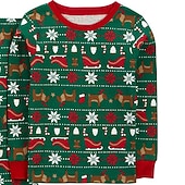 voordelige Kerstsets voor kinderen-Kerstmis Jongens 3D Kerstman Eland Pyjamaset Lange mouw 3D-afdrukken Herfst Winter Actief Stoer Dagelijks Polyester Kinderen 3-12 jaar Strakke ronde hals Huis Causaal Voor Binnen Normale pasvorm