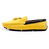 cheap Men&#039;s Slip-ons &amp; Loafers-Men&#039;s Orange and Blue Suede Driving Loafers with Tassel Detail and Non-Slip Rubber Sole - Stylish and Comfortable for Casual and Driving Wear
