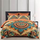 preiswerte Bettbezug-Sets-Bohemian-Mandala-Baumwoll-Bettwäsche-Set, leicht und weich, 2/3-teiliges Set, geeignet für Erwachsene und Kinder, Baumwoll-Bettwäsche-Set, King-Size-Bett, Bettbezug
