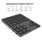זול מקלדות-סגסוגת אלומיניום Bluetooth מקלדת נומרית אלחוטית עם רכזת usb פונקציית קלט דיגיטלית עבור windowsmac osandroid מחשב נייד