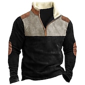 economico Felpe di base-Per uomo Felpa Felpa con zip Felpa di velluto a coste Nero Blu Marrone mezza cerniera Color Block Collage Sportivo Giornaliero Per eventi Vello Streetwear Informale Vello sottile Autunno inverno
