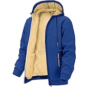halpa fleece villapaidat-Miesten Huppari Täysi vetoketjullinen huppari Fleecetakki Musta Valkoinen Viini Armeijan vihreä Laivaston sininen Hupullinen Tavallinen Urheilu ja ulkoilu Päivittäin Pyhäpäivä Vintage Katutyyli