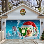 お買い得  屋外装飾-クリスマスガレージドアバナー、屋内屋外クリスマス休暇、幸せな背景、装飾カバー、クリスマス新年あけましておめでとうございますバナー、大型ドアカバー、クリスマス装飾