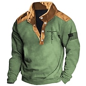 cheap Men&#039;s 3D Sweatshirts-Men&#039;s Cross Jesus National Flag Sweatshirts Sweatshirt Long Sleeve Sweatshirt Stand Collar Daily Casual Vintage Retro 3D Print Vacation Sports Outdoor Holiday Print Spring &amp;  Fall