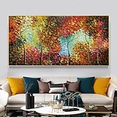 cheap Floral/Botanical Paintings-Hand-Painted Oil Paintings Canvas Wall Art Decoration Modern Abstract  Autumn Nature Scenery Trees are Luxuriant  for Home Decor Rolled Frameless Unstretched Painting
