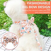 cheap Dog Collars, Harnesses &amp; Leashes-Dog Harness and Leash Set with Bow Knot No Pull Pet Daisy Floral Harness with D-Ring Soft Mesh Dog Harness Vest Set Escape Proof Princess Puppy Harness for Small Girl Dogs Cats