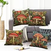 abordables Style Vintage-Housse de coussin double face, taie d&#039;oreiller carrée décorative douce en forme de champignon fantaisie, pour chambre à coucher, salon, canapé, chaise, 1 pièce