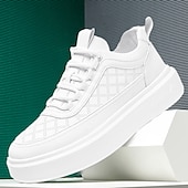 cheap Men&#039;s Sneakers-Men&#039;s Sneakers Plus Size Height Increasing Shoes Dad Shoes Running Walking Sporty Casual Outdoor Daily Mesh PU Breathable Height Increasing Lace-up White brown White Spring Fall