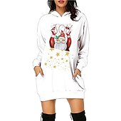 olcso Vicces karácsonyi pulóverek és pulóverek-Karácsony Mikulás Ruhák Kapucnis felsőrész Pullover Klasszikus Alap Kawaii Kompatibilitás Női Felnőttek Karácsony Újév 3D nyomtatás Hétköznapi