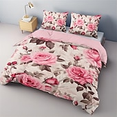 preiswerte Bettbezug-Sets-Designer-Bettwäsche-Set mit Rosen-Blumenmuster, Bettdecken-Set, 3-teiliges, luxuriöses, gewichtetes Baumwoll-Bettwäsche-Set, Heimdekoration, Geschenk, King-Size-Bett, Queen-Size-Bettbezug