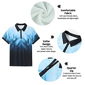 tanie Męska koszulka polo geometryczna-Męskie Geometryczny Koszulki polo z zamkiem błyskawicznym Koszula golfowa Krótki rękaw Koszulki polo Koszule z kołnierzykiem Codzienny Ubrania wakacyjne Ubrania formalne Ubrania festiwalowe Druk 3D