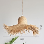 cheap Pendant Lights-Pendant Light Rattan Lampshades Japanese Style Living Room DIY Basket Lamp Straw Hat Design Chandelier Bohemian Hand Woven Ceiling Hanging Light for Kitchen Dining Room Foyer Bedroom 110-240V