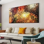 cheap Floral/Botanical Paintings-Hand-Painted Oil Paintings Canvas Wall Art Decoration Modern Abstract  Autumn Nature Scenery Trees are Luxuriant  for Home Decor Rolled Frameless Unstretched Painting