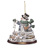 voordelige Kerstboomversieringen-kerstboomversiering, kerstman 2d acryl hangende ambachten autohanger kerstcadeau woondecoratie