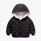 levne Chlapecká péřová bunda a parka-Děti Unisex Mikina s kapucí Svrchní oděvy Dětská bunda Puffer Jacket Pevná barva Dlouhý rukáv Zip Kabát Venkovní Bavlna Rozkošný Denní Bavlněný kabát ve tvaru diamantu-béžový Fleece bavlněný kabát ve