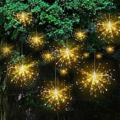 abordables Lumières de cordes solaires-1pc feux d&#039;artifice solaires d&#039;extérieur, décoration de jardin en forme de sphère de Noël en forme d&#039;étoile à LED