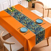 cheap Tablecloth-Waterproof Tablecloth PVC Oilproof Rectangle Table Cloth Table Cover for Party, Family Dining, Restrant