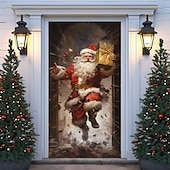 cheap Christmas Door Covers-Christmas Door Decorations Santa Reindeer Door Covers Door Tapestry Door Curtain Decoration Xmas Backdrop Door Banner for Front Door Holiday Party Decor Supplies