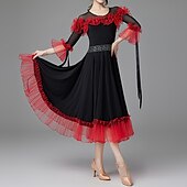 abordables Tenues de danse de salon-Danse de Salon Robe Fantaisie Femme Utilisation Usage quotidien Manches 3/4 Coton cristal