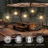 abordables Lumières de cordes solaires-1pc feux d&#039;artifice solaires d&#039;extérieur, décoration de jardin en forme de sphère de Noël en forme d&#039;étoile à LED